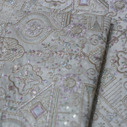 BEIGE EMBROIDERD SHERWANI FABRIC