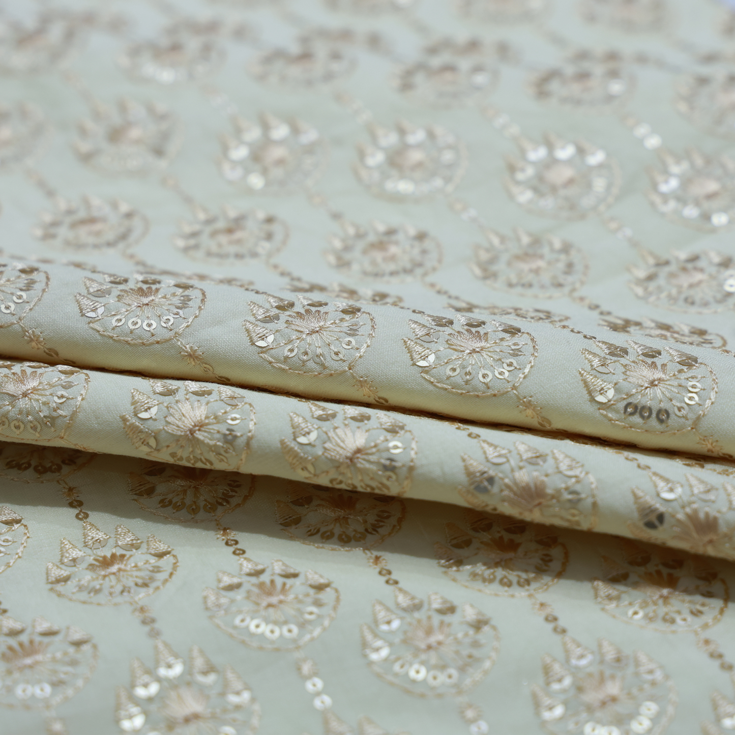 ABSOLUTO RAW SILK BEIGE EMBROIDERD FABRIC