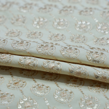 ABSOLUTO RAW SILK BEIGE EMBROIDERD FABRIC