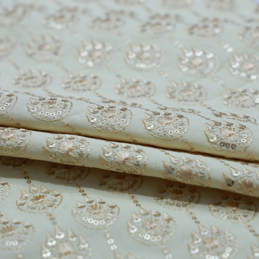 ABSOLUTO RAW SILK BEIGE EMBROIDERD FABRIC