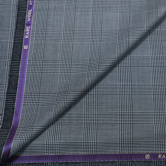 D&J WOOL BLENDED GREY CHECKS SUITING