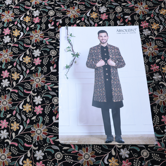 ABSOLUTO JAPANESE BLACK EMBROIDERD SHURG FABRIC