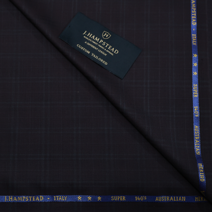 J HAMPSTEAD WOOL BLENDED WINE CHECKS SUITING