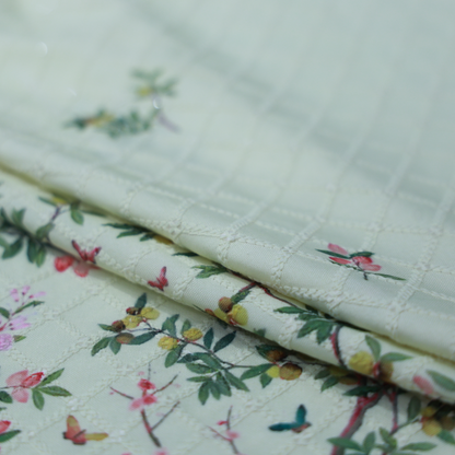 ABSOLUTO IVORY FLOWER PRINT KURTA FABRIC