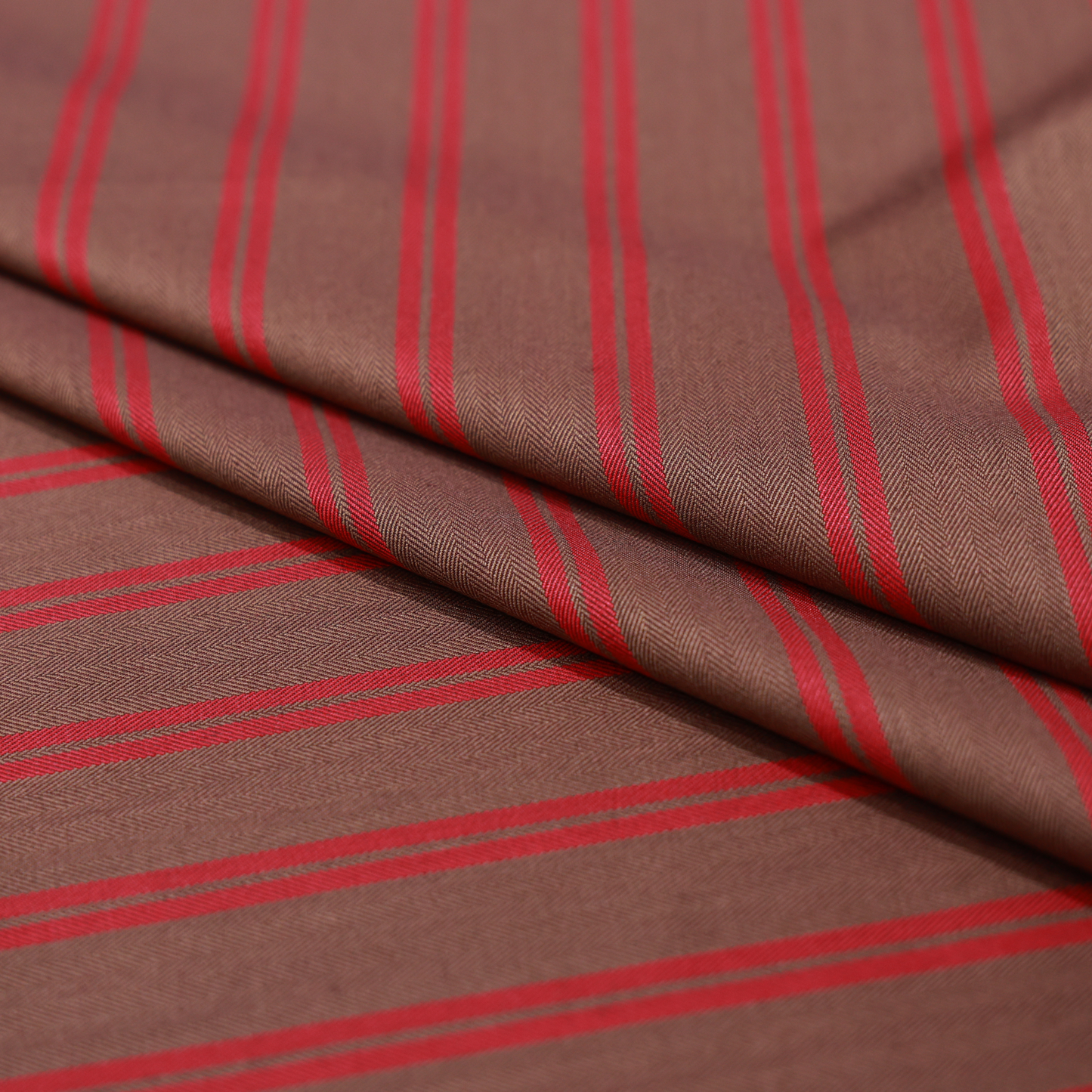 SAVILLE AND YOUNG BROWN STRIPED WOOL BLENDED SUITING FABRIC