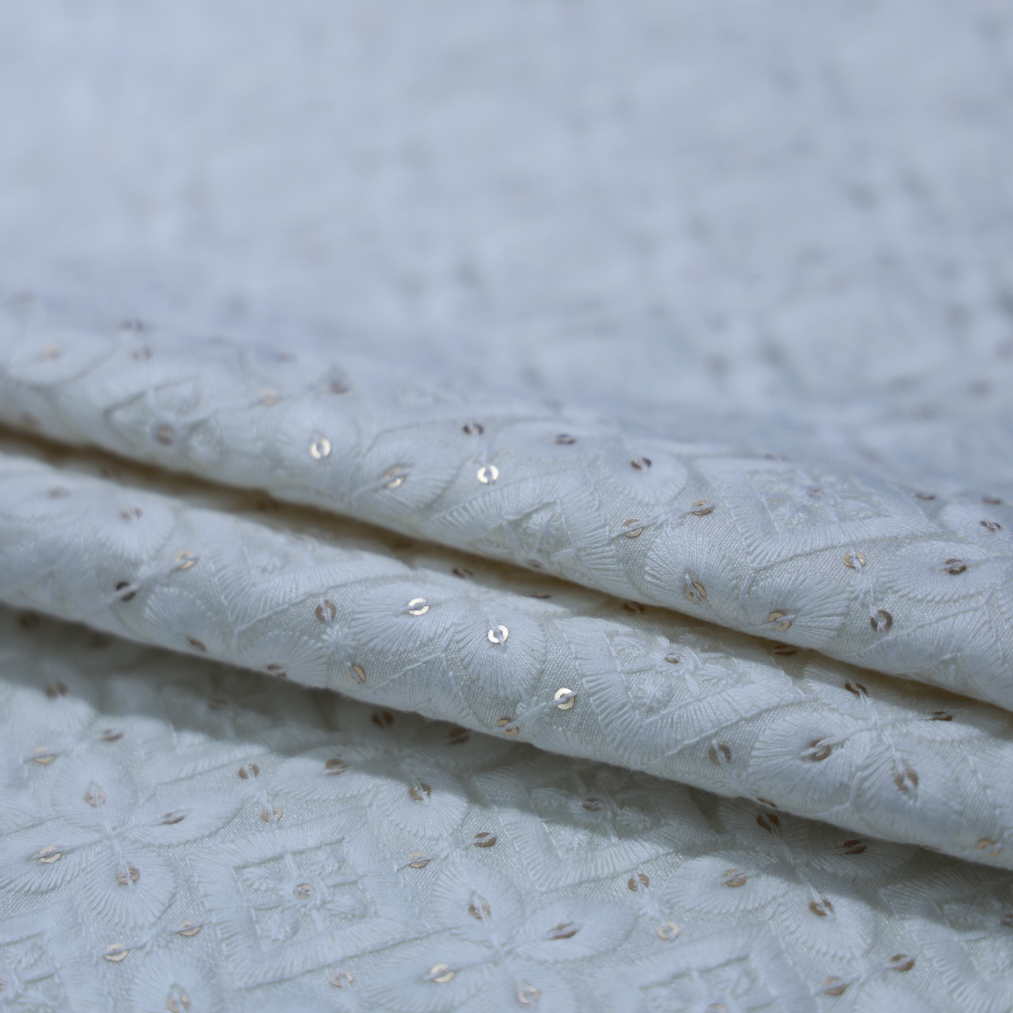 RAW SILK CREAM EMBROIDERD INDOWESTERN FABRIC