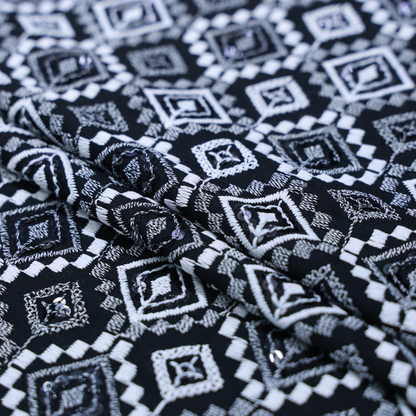 COTTON BLACK EMBROIDERD KURTA FABRIC