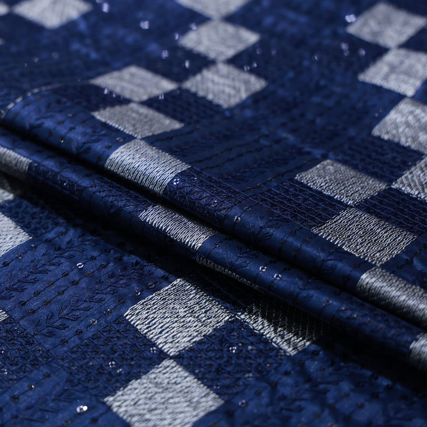 ABSOLUTO  BLUE EMBROIDERD INDOWESTERN FABRIC