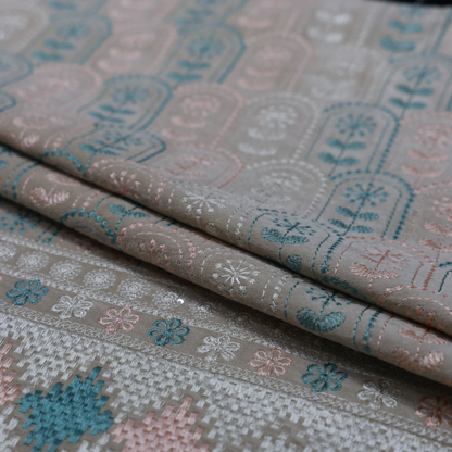 MITVA BEIGE EMBROIDERD VELVET FABRIC