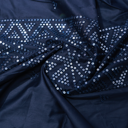 COTTON BLUE EMBROIDERD KURTA FABRIC