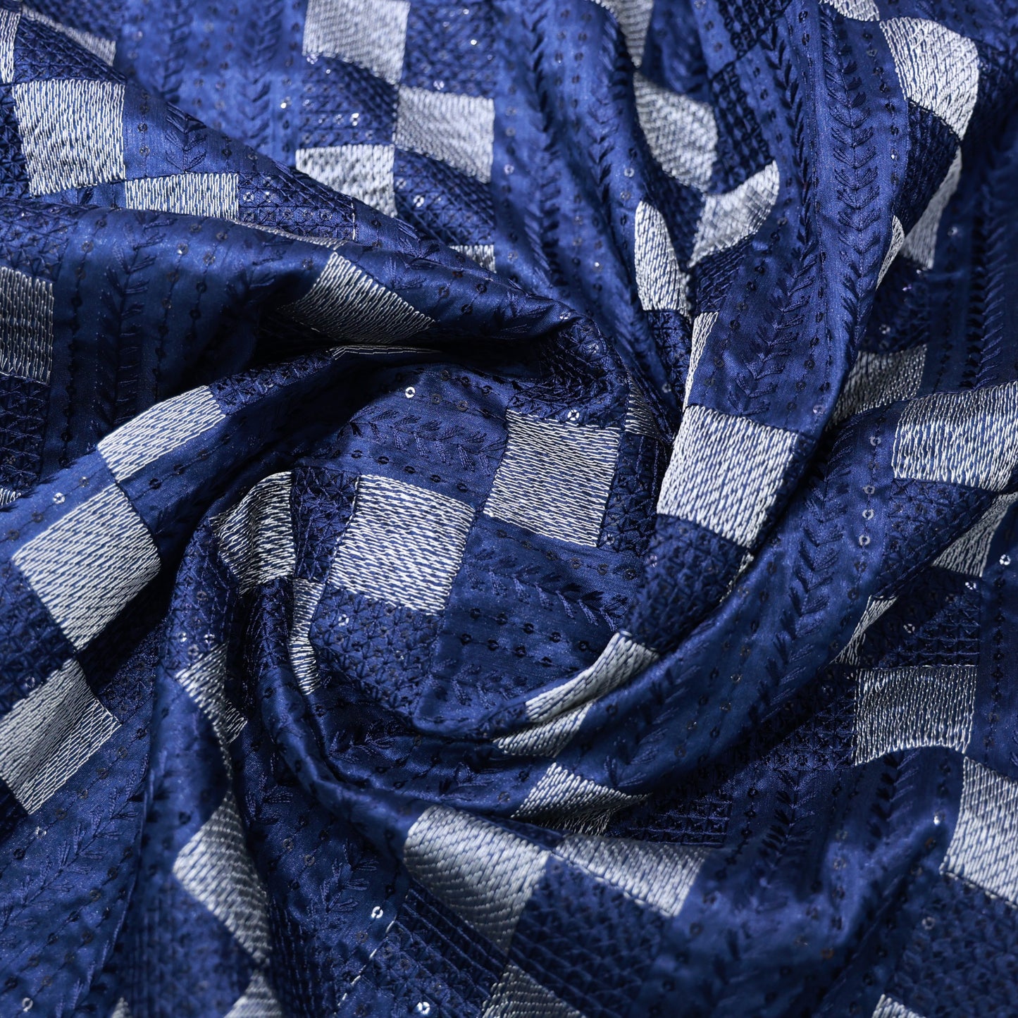 ABSOLUTO  BLUE EMBROIDERD INDOWESTERN FABRIC