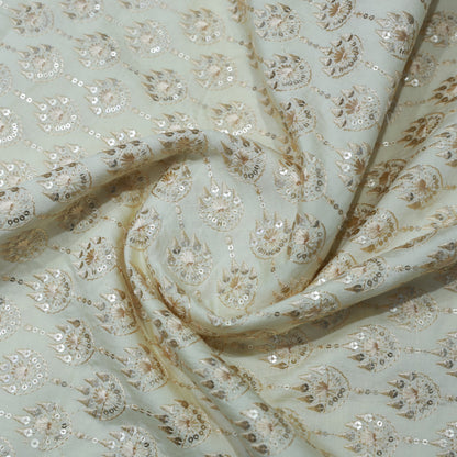 ABSOLUTO RAW SILK BEIGE EMBROIDERD FABRIC