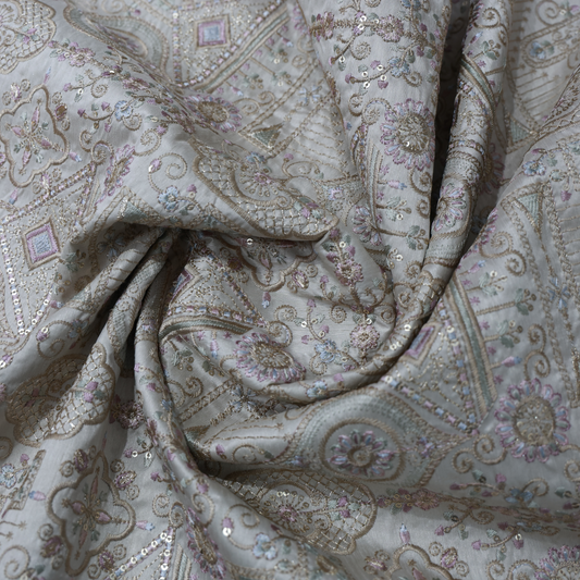 BEIGE EMBROIDERD SHERWANI FABRIC