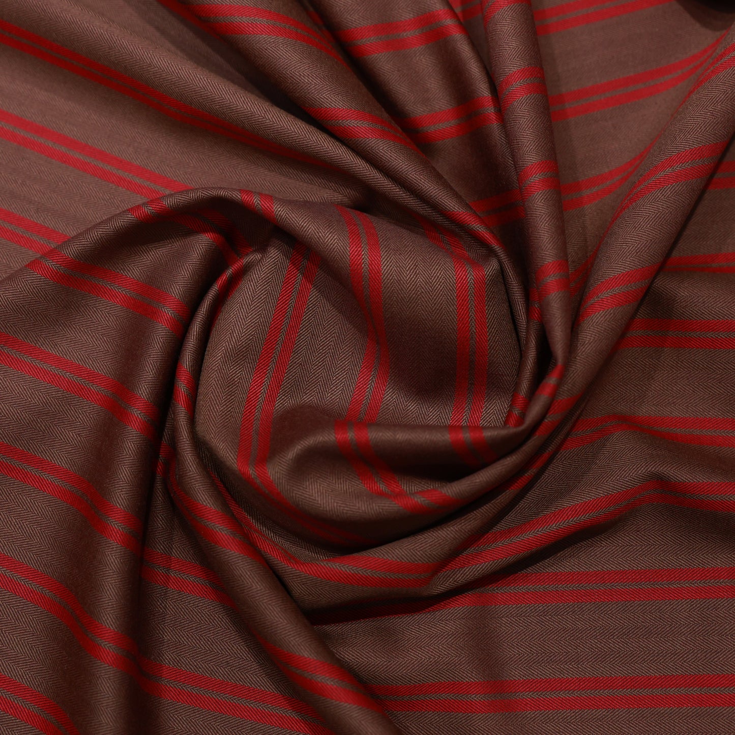 SAVILLE AND YOUNG BROWN STRIPED WOOL BLENDED SUITING FABRIC