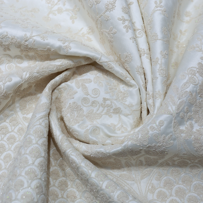CREAM EMBROIDERD INDOWESTERN FABRIC