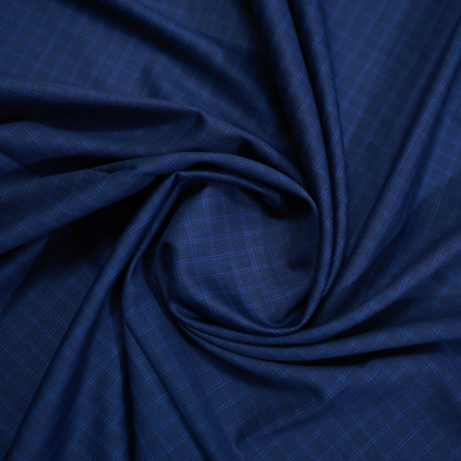 RAYMOND CARIMANTE WOOL BLENDED BLUE CHECKS SUITING