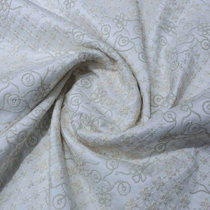 IVORY WITH GOLDEN EMROIDERED SHERWANI FABRIC