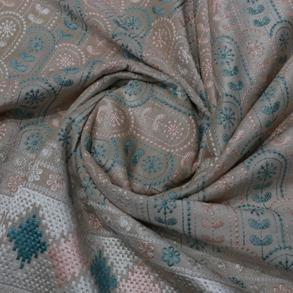 MITVA BEIGE EMBROIDERD VELVET FABRIC