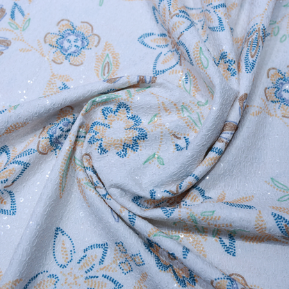 ABSOLUTO  WHITE EMBROIDERD KURTA/BUNDI FABRIC