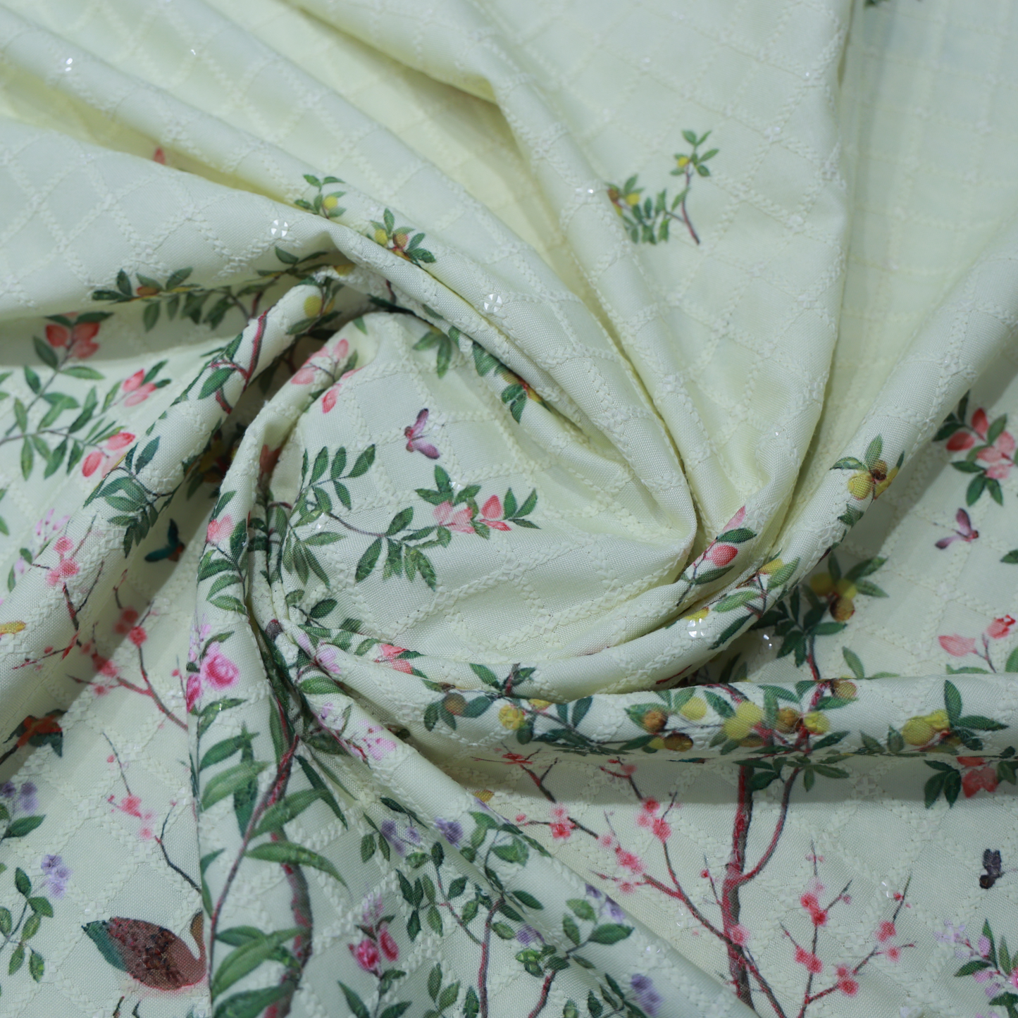 ABSOLUTO IVORY FLOWER PRINT KURTA FABRIC