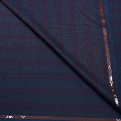 SAVILLE & YOUNG WOOL BLENDED GREY TRIPED SUITING