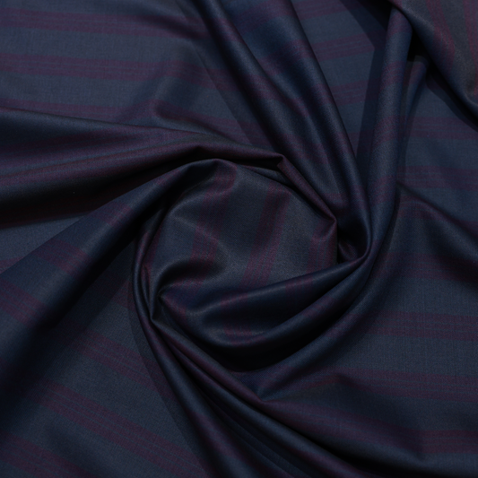 SAVILLE & YOUNG WOOL BLENDED GREY TRIPED SUITING
